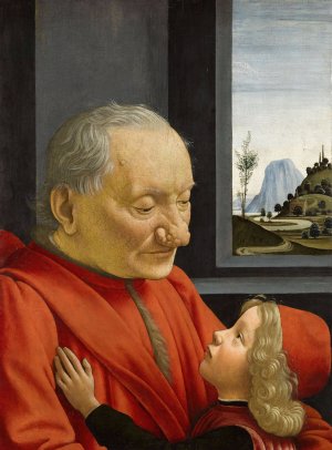 An Old Man and His Grandson  by Domenico Ghirlandaio Oil Painting