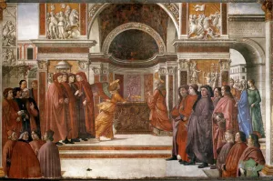 Angel Appearing to Zacharias by Domenico Ghirlandaio Oil Painting