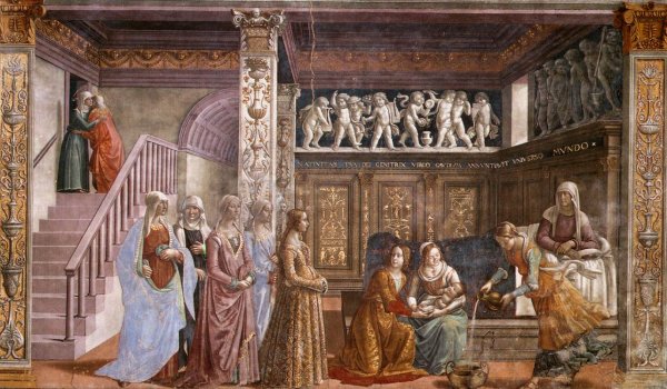 Birth of Mary by Domenico Ghirlandaio - Hand-Painted Oil Painting Reproduction
