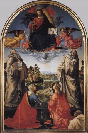 Christ in Heaven with Four Saints and a Donor by Domenico Ghirlandaio Oil Painting