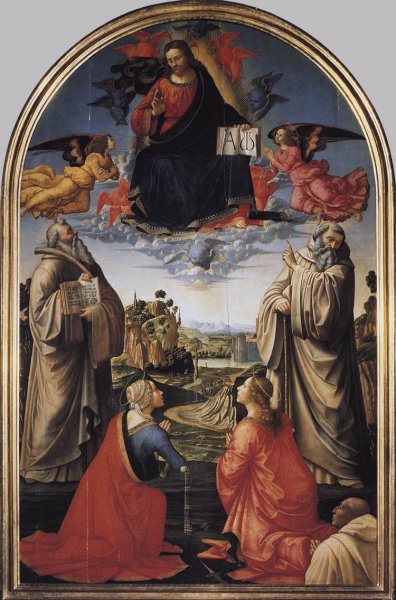 Main Product Photo of Christ in Heaven with Four Saints and a Donor Painting by Domenico Ghirlandaio