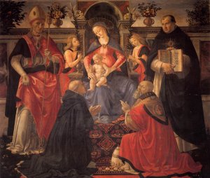 Madonna and Child Enthroned between Angels and Saints by Domenico Ghirlandaio Oil Painting