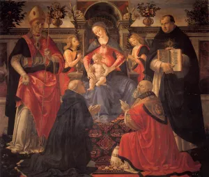 Madonna and Child Enthroned between Angels and Saints by Domenico Ghirlandaio - Oil Painting Reproduction