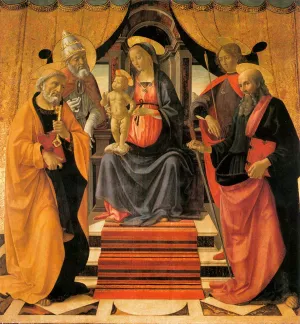 Madonna and Child Enthroned with Saints by Domenico Ghirlandaio - Oil Painting Reproduction