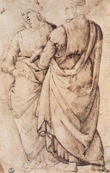 Main Product Photo of Study of Two Women Painting by Domenico Ghirlandaio