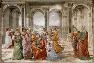 Zacharias Writes Down the Name of His Son painting by Domenico Ghirlandaio