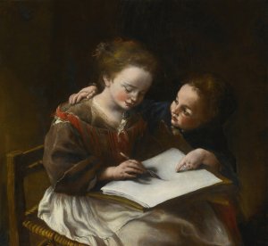 The Drawing Lesson by Domenico Guidobono Oil Painting