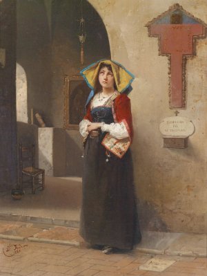 Andacht by Domenico Induno Oil Painting