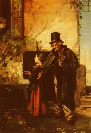 The Old Musician painting by Domenico Induno