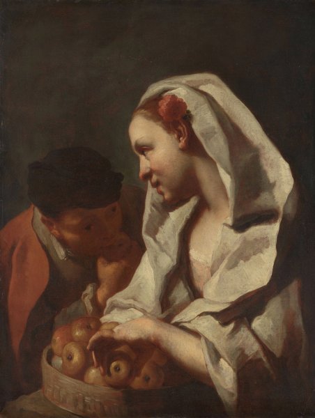Main Product Photo of Girl Selling Fruit  Painting by Domenico Maggiotto