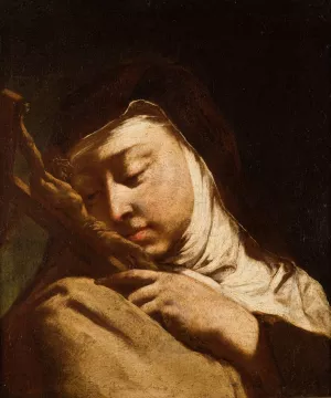 Saint Teresa of avila Contemplating the Cross Oil painting by Domenico Maggiotto