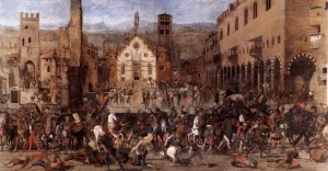 Battle Between the Gonzaga and the Bonacolsi painting by Domenico Morone
