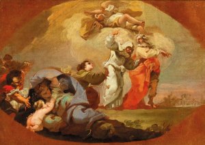 Moses and Aaron guide the Israelites out of Egypt by Domenico Pedrini Oil Painting