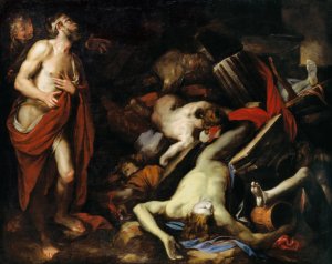 Job and His Children by Domenico Piola Oil Painting