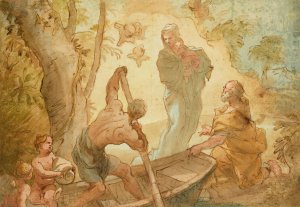 The Flight Into Egypt by Domenico Piola Oil Painting