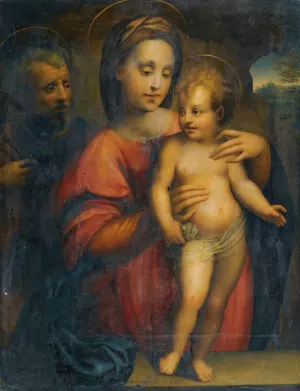 Holy Family, With The Madonna Supporting The Standing Christ Child On A Stone Ledge by Domenico Puligo Oil Painting