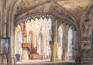 Blick in das Langhaus einer gotischen Kathedrale by Domenico Quaglio The Younger Oil Painting