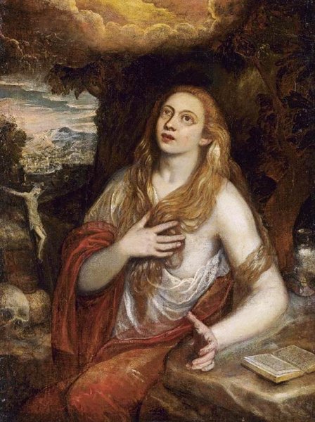 Penitent Magdalene by Domenico Robusti - Hand-Painted Oil Painting Reproduction
