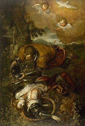 Tancred Baptizing Clorinda by Domenico Tintoretto Oil Painting