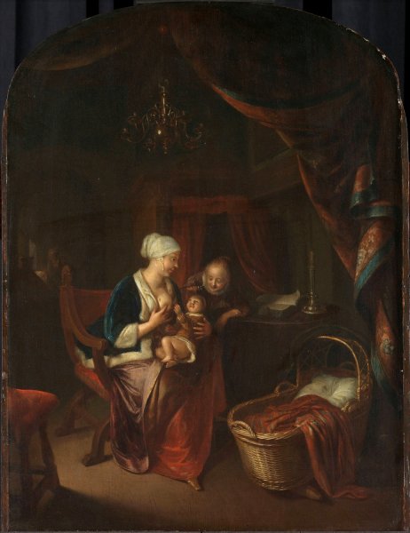 Main Product Photo of A Mother giving her Child the Breast  Painting by Domenicus Van Tol