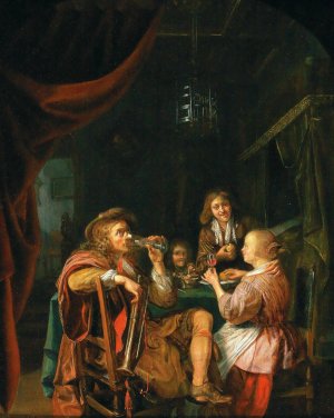 An Elegant Company In An Interior by Domenicus Van Tol Oil Painting