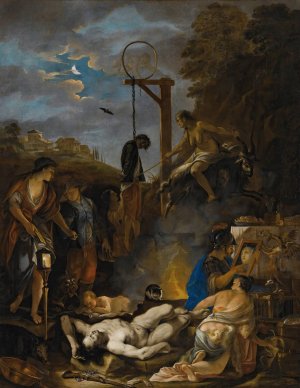 The Witches' Sabbath By Moonlight by Domenicus Van Wijnen Oil Painting