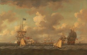 English Ships Coming to Anchor in a Fresh Breeze by Dominic Serres Oil Painting