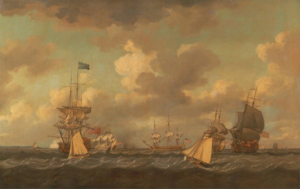 English Ships Coming to Anchor in a Fresh Breeze by Dominic Serres - Hand-Painted Oil Painting Reproduction
