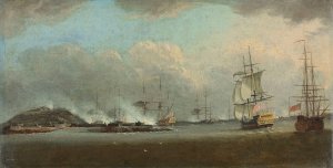 The attack on the island of Goree, off the coast of Senegal, on 29 December 1758 under the command of Commodore The Honourable Augustus Keppel by Dominic Serres Oil Painting