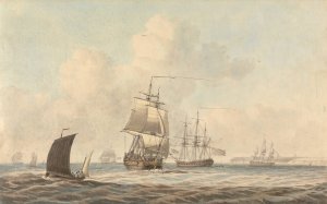 Warships Passing in the Channel by Dominic Serres Oil Painting