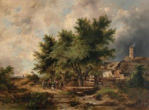 Returning from the Hay Harvest by Dominik Schuhfried Oil Painting
