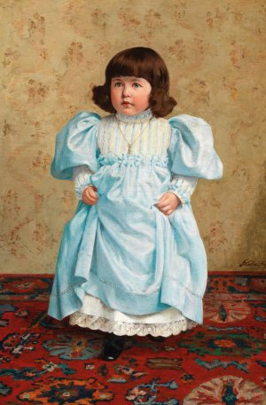 Girl In A Blue Frock by Dominik Skutetzky Oil Painting