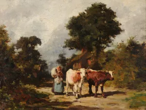 Le retour a la ferme by Dominique-Felix De Vuillefroy Oil Painting