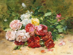 Still Life with Roses by Dominique Hubert Rozier Oil Painting