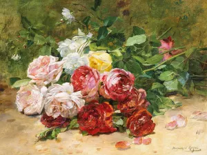 Still Life with Roses by Dominique Hubert Rozier Oil Painting