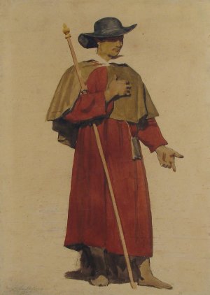 An Italian Pilgrim by Dominique Louis Papety Oil Painting