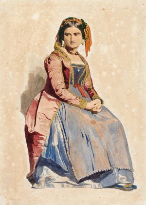 Seated Italian Woman by Dominique Louis Papety Oil Painting