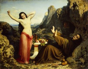 The Temptation of Saint Hilarion by Dominique Louis Papety Oil Painting