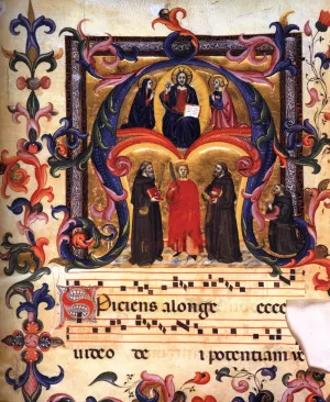 Initial A from the Antiphonary Choir Book 39 by Don Simone Camaldolese Oil Painting