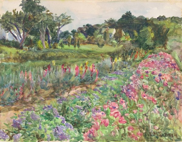 Parmelee Estate in Bloom  by Dora Louise Murdoch - Hand-Painted Oil Painting Reproduction
