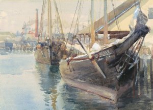 Ships at the Dock by Dora Louise Murdoch Oil Painting