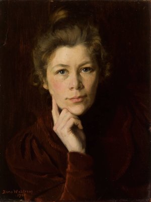 Self-Portrait by Dora Wahlroos Oil Painting