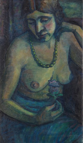 Selbstportrat in Blau  by Dorothea Maetzel-Johannsen - Hand-Painted Oil Painting Reproduction