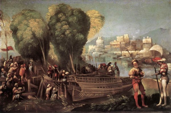 Main Product Photo of Aeneas and Achates on the Libyan Coast Painting by Dossi Battista