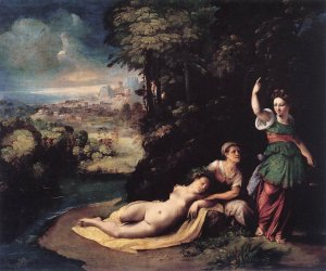 Diana and Calisto Oil painting by Dossi Battista