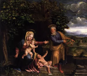 Holy Family with the Young St John the Baptist painting by Dossi Battista