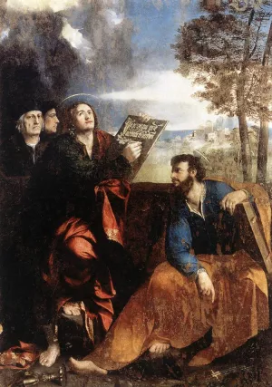 Sts John and Bartholomew with Donors painting by Dossi Battista