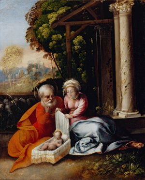 The Holy Family by Dosso Dossi Oil Painting