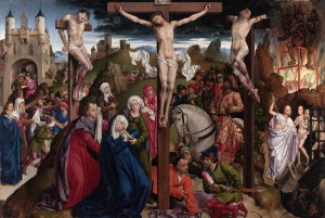 The Crucifixion by Dreux Bude Master Oil Painting