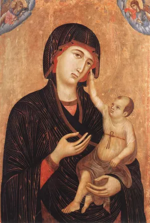 Madonna with Child and Two Angels Crevole Madonna by Duccio Di Buoninsegna - Oil Painting Reproduction